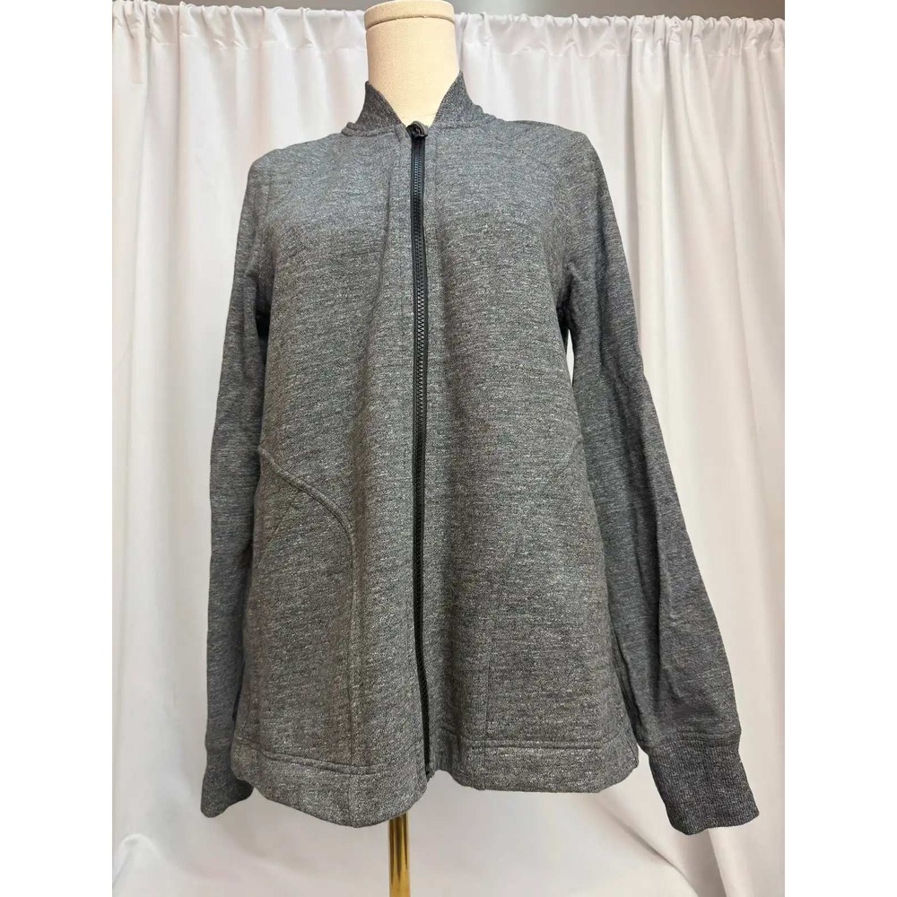 Lululemon Athletica Gray Heathered Full Zip Fleece Jacket Pleated Back Women 4